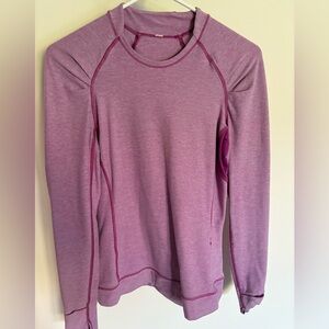 Lululemon Think Fast Long Sleeve Shirt Top in purple/pink with thumbholes.